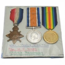 A World War One medal trio comprising a 1914-15 Star, Silver War Medal and a Victory Medal to PTE...