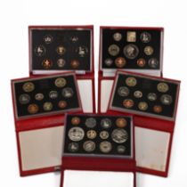 Five Royal Mint Deluxe Proof Coin Sets to include:  2x 1989 Proof Sets, 9 Coins £2-1p, Bill of Ri...