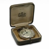 A Waldon art deco open face pocket watch, with engraved octagonal case, the dial with further eng...