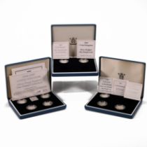 A group of Royal Mint sliver proof piedfort one pound coins to include: 1994-1997 Silver Proof Pi...