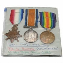 A World War One medal trio comprising a 1914-15 Star, Silver War Medal and a Victory Medal to PTE...