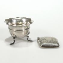 A silver vesta case; with a silver salt; 50 grams gross.