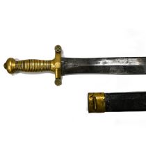 An 1831 Pattern French artillery short sword and scabbard by Light Ferris dated 1833.