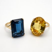 A 9 carat gold single stone dress ring; and another stamped ‘375’; 12 grams gross.