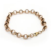 A 9 carat gold bracelet, of round belcher links, 21cm long, 7 grams gross.