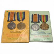 Two groups of World War One medals each comprising a 1914-18 War Medal and a Victory Medal awarde...