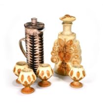 20th Century studio pottery to include: a mead set comprising stoneware decanter with stopper (32...