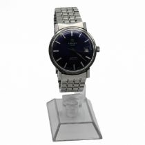 Tissot, Seastar, a gents automatic stainless steel bracelet watch, the navy blue dial with date a...