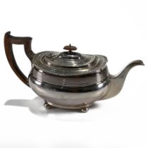 A tea pot, Z. Barraclough & Sons, Sheffield 1914, in the Georgian style, of rounded rectangular o...