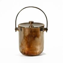 Lino Sabattini, Italy, a modernist silver-plated swing handled ice bucket and cover, stamped mark...