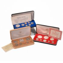 Three proof coin sets to include: 1976 Cayman Islands proof coins set, Five Dollars to 1 Cent, 4 ...