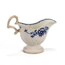 A John Pennington of Liverpool porcelain blue and white over-glaze creamer. The foot with beaded ...