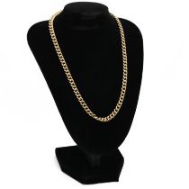 A 9 carat gold watch chain, of solid uniform curb links, 40.5cm long, 38.1 grams gross.