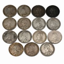A group of 15 sterling silver sixpences issued during the reign of Queen Victoria, all of these c...