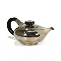 A Robbe & Berking Neue Form teapot, Germany, the pull off cover with rose wood final and handle t...