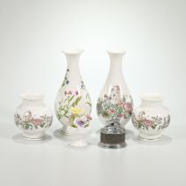 Four Portemeirion vases - a pair of "Summer Garland" spherical vases; a Summer Garland tall bottl...