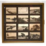 A framed collection of 12 x WW1 related Postcards depicting ruined scenes of Zeebrugge, 23rd Apri...