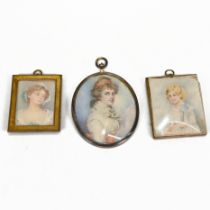 An early 19th century portrait miniature of Miss Emma Orevend on ivory, the verso with a hand wri...