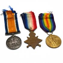 A Trio of WWI Medals to include the 1914-15 Star, Silver War Medal and Victory Medal issued to T....