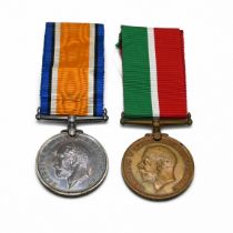 A pair of World War One medals issued to Charles E Sales, comprising the silver 1914-1918 War Med...