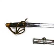 A reproduction sword, modelled on a continental cavalry trooper's sword, with curved blade (95cm ...