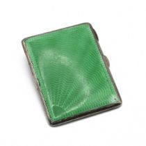 A silver and green guilloche enamelled cigarette case, Birmingham 1933, 8.5cm long, 85 grams gross.