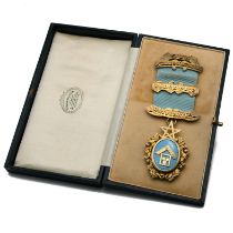 A sterling silver gilt hallmarked Masonic jewel or medal awarded to Worshipful Brother William O'...