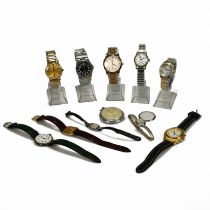 A collection of wrist watches, including; a West End Watch Co continental silver cased wrist watc...