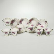 A 1930's Shelley Nemesia pattern number 12285 coffee set comprising six saucers, six cups, sugar ...