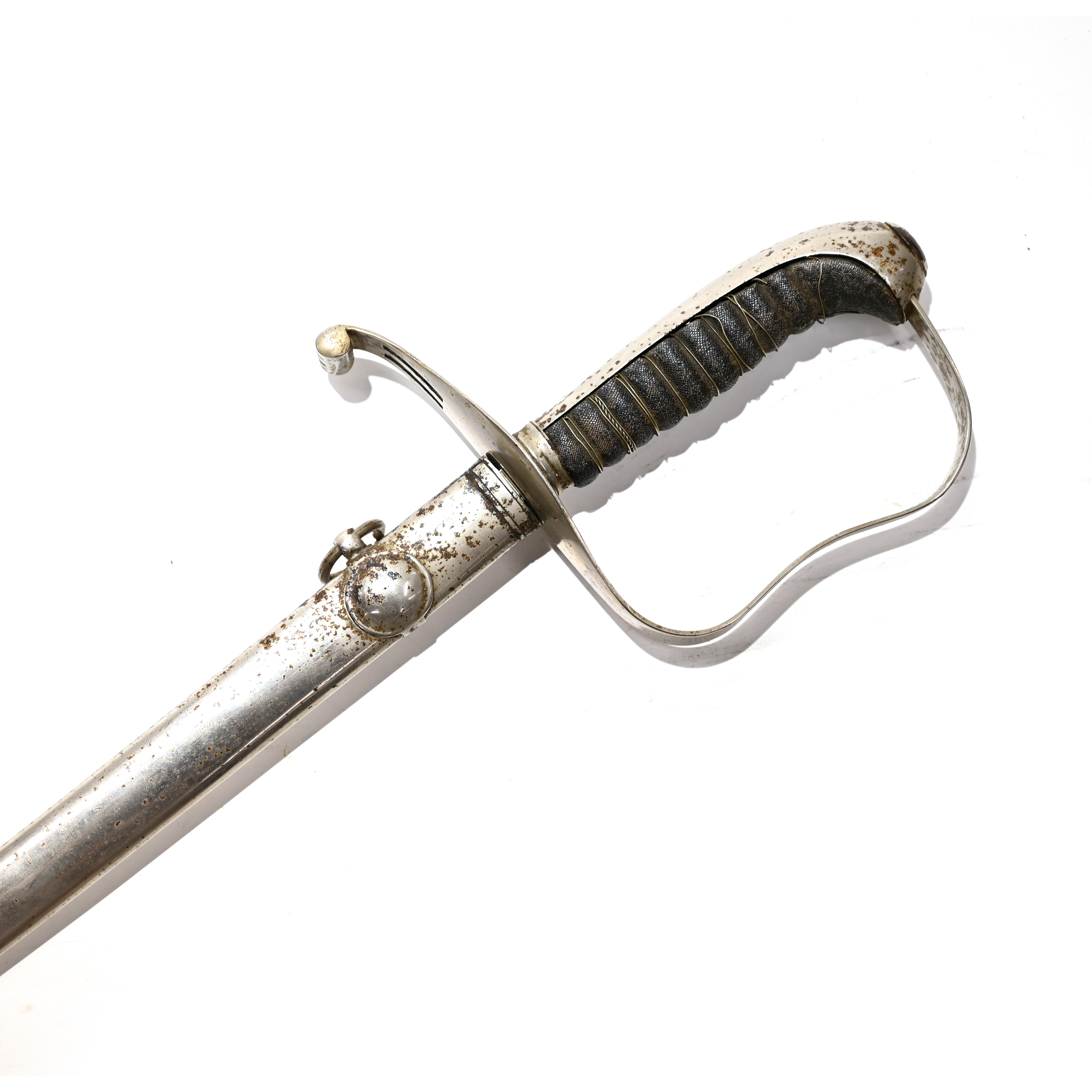 Possibly Austrian Infinity sword with Shagreen and wire wrapped handle. Indistinct mark on hilt. ... - Image 5 of 6