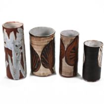 A selection of four cylindrical vases by Briglin - circa 1960's. All dip and brush glazed with br...