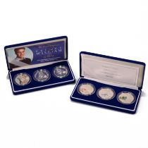 A pair of Royal Mint silver proof crown coins sets to include: 2003 Prince William 21st Birthday ...