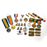 A collection of British medals- WW1 War & Victory medals for Pte W.C. Tilley A.S.C. and ribbon ba...