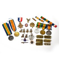 A collection of British medals- WW1 War & Victory medals for Pte W.C. Tilley A.S.C. and ribbon ba...