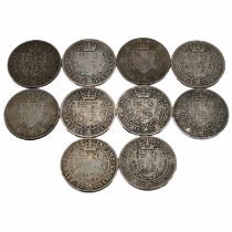 1893-1901 Queen Victoria Half Crowns. A full set of the dates featuring the 'Veiled Head' reverse...