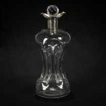 A late Victorian ‘Glug-Glug Jug’, the glass body with silver double spouted collar, W & G Neal, L...