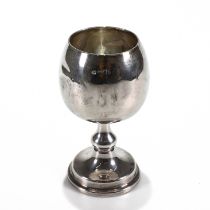 A silver goblet, overstruck makers mark, London 1903, with presentation inscription, 14cm high, 1...