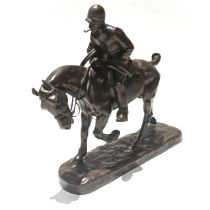 Gaston d'Illiers (1876-1952) - "Piqueux au Trot" (Hunter on the Trot) bronze with dark brown pati...