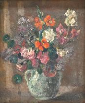 British School, 20th Century - A Vase of Flowers. Oil on canvas, 30.5cm x 36 cm in a gilt frame w...