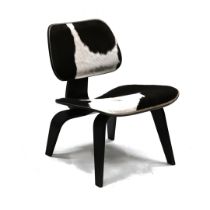 A Vitra Eames LCW Calf's skin lounge chair with black Ash frame.  Designed by Charles & Ray Eames...