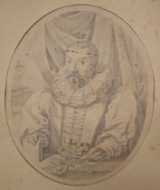 After William Rogers (active 1584-1604) -John Gerard, Herbalist. A later copy in pencil of an eng...