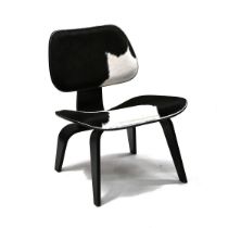 A Vitra Eames LCW Calf's skin lounge chair with black Ash frame.  Designed by Charles & Ray Eames...