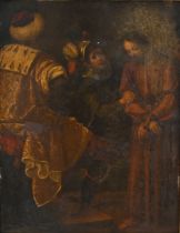 Italian School, 17th Century - Christ before Caiaphas. Oil on copper, 31cm x 25.5cm, in a gilt fr...