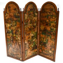 A good original mid Victorian 3 fold scrap screen heavily decorated to both sides over the fabric...