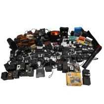 A large collection (approx 66) Vintage & Antique cameras including Brownie, Coronet, Kodak, Polar...