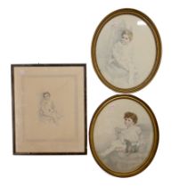 Winifred Marshall (active 1898-1908) - A Pair of Portraits of a Little Girl and Boy, presumably B...