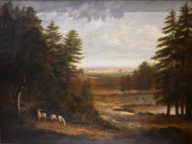 Circle of François Gabriel Guillaume Lépaulle (1804-1886). A Deer Hunt in an Alpine Forest, a Lak...
