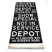 A mid-20th Century printed cloth bus direction/ stopping roll from the Maidstone Kent area. 'Cric...