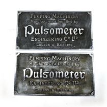 Mid 20th C 'Pulsometer' engineering name plates (2) taken from pumping machinery. Cast metal with...