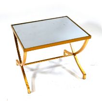 A Mid Century mirror top coffee table with gold leaf finish metal frame c1970s. W 56cm, D 46cm, H...